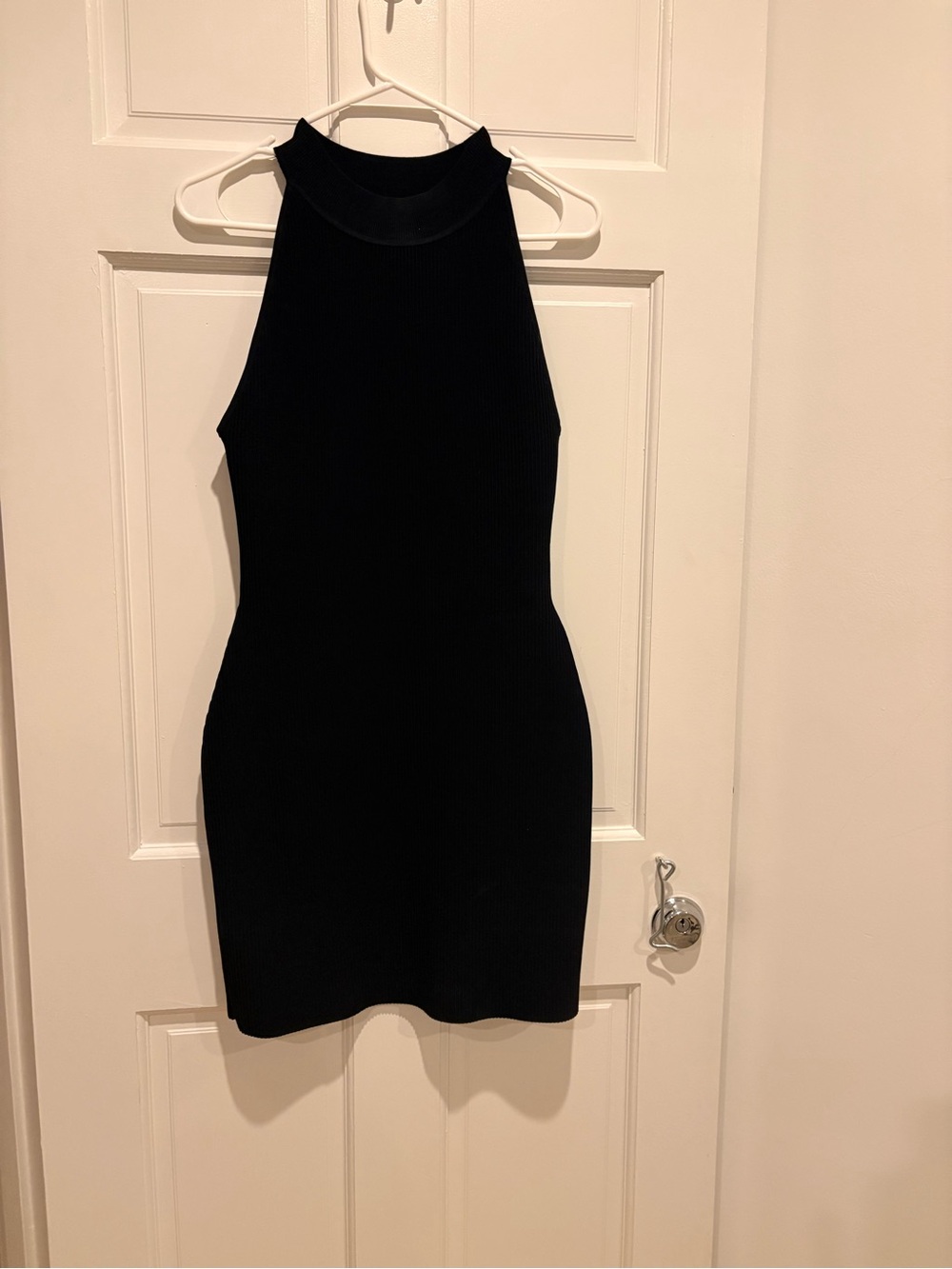 Babaton Anderson Sculpt Knit Halter Dress Black Medium